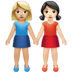 👩🏼‍🤝‍👩🏻 women holding hands: medium-light skin tone, light skin tone display on Apple